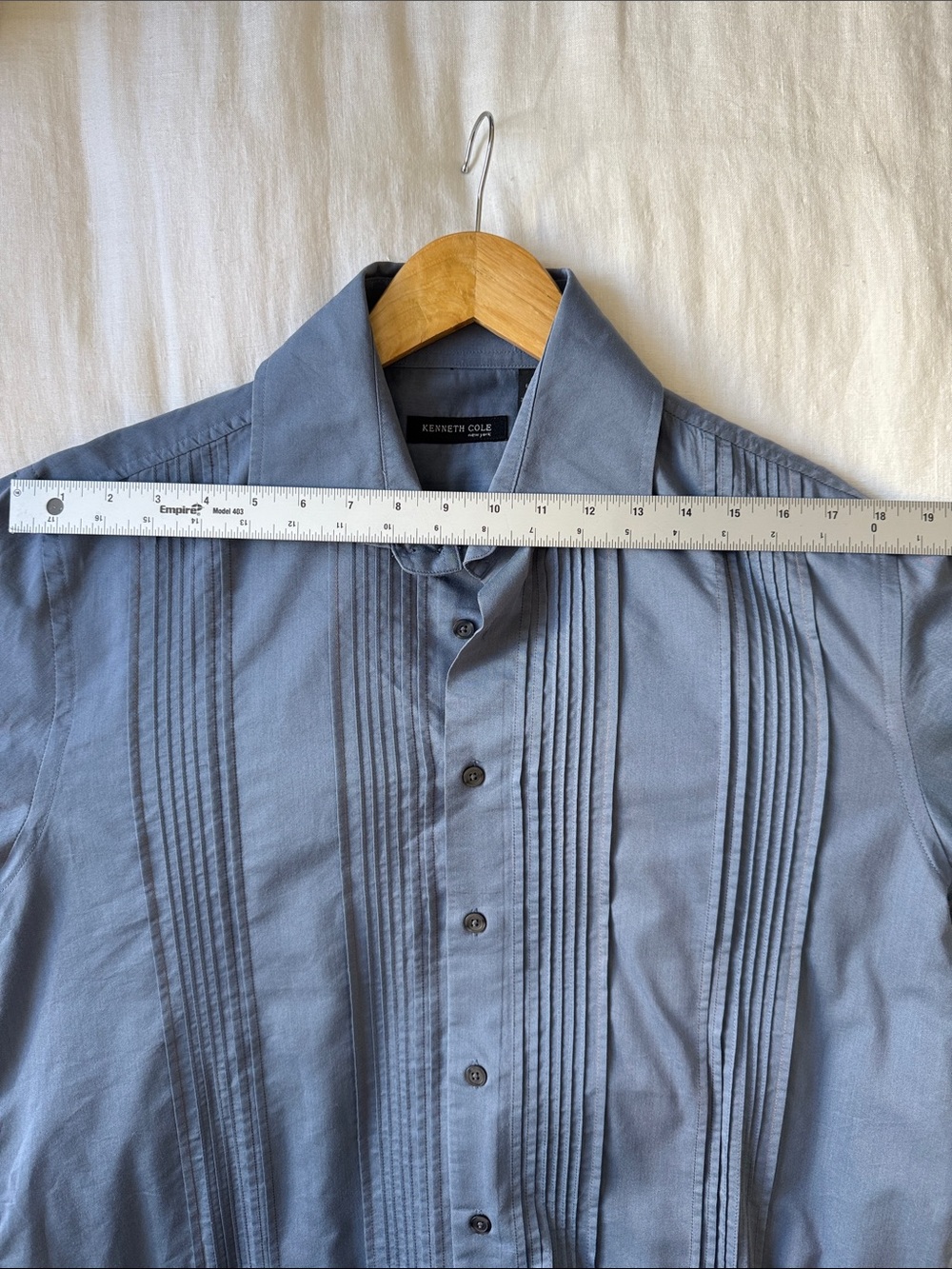 Kenneth Cole NY Men’s Blue Tonal Stripe Long-Sleeve Button-Up Shirt Size L Work - Picture 6 of 8